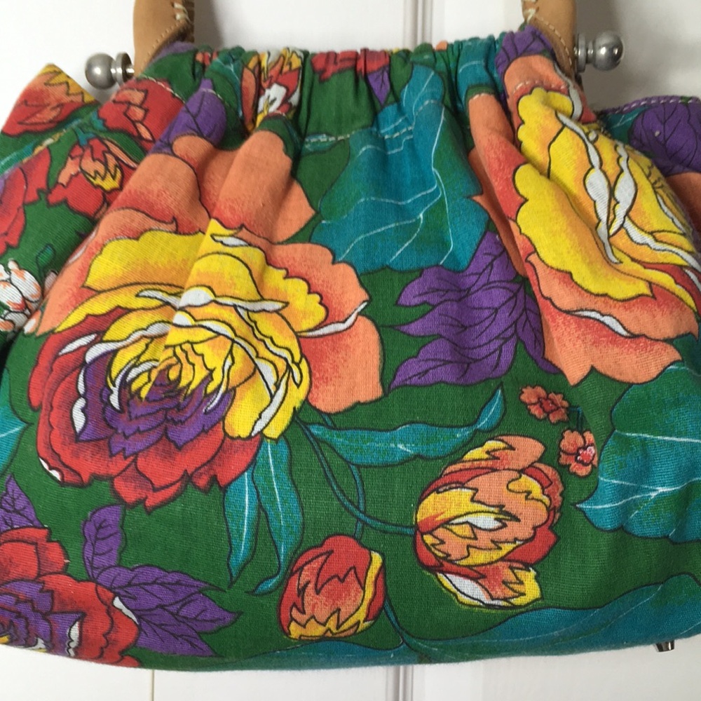 Dulce Cotton Floral Handbag with Leather handle - Picture 3 of 14